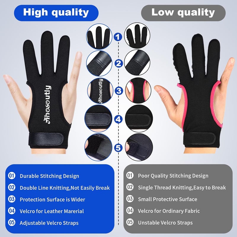 AHOSOUTLY Archery Glove Three Finger Leather Elasticity Archery Protective Gloves Archery Shooting Gloves for Adult and Kids, Archery Protective Gear - Image 4